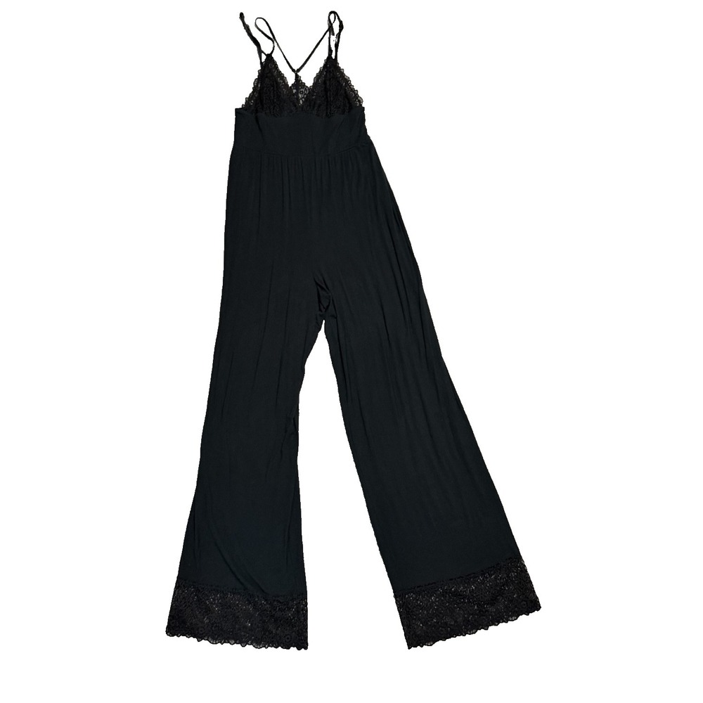 Victorias Secret Heavenly Sleep Super Soft Modal Jumpsuit SMALL Black Lace Sexy